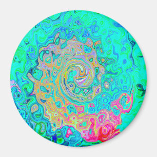 Groovy Abstract Retro Rainbow Liquid Swirl Magneet