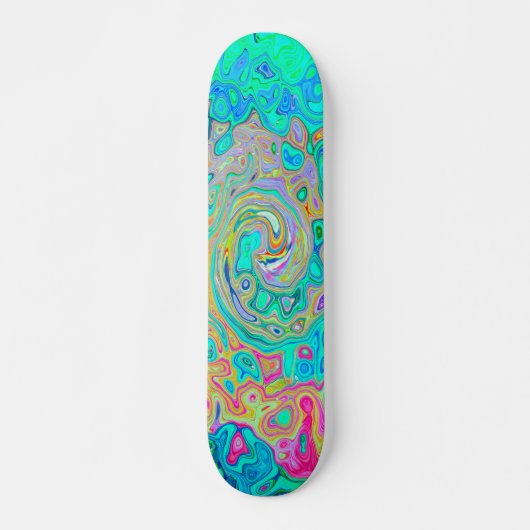 Groovy Abstract Retro Rainbow Liquid Swirl Skateboard (Voorkant)