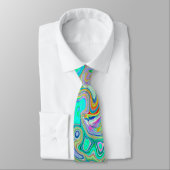 Groovy Abstract Retro Rainbow Liquid Swirl Stropdas (Gebonden)