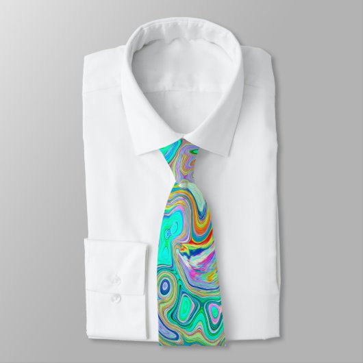Groovy Abstract Retro Rainbow Liquid Swirl Stropdas (Gebonden)