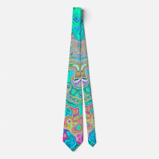 Groovy Abstract Retro Rainbow Liquid Swirl Stropdas (Voorkant)