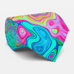 Groovy Abstract Retro Rainbow Liquid Swirl Stropdas