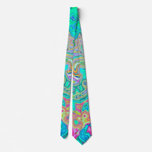 Groovy Abstract Retro Rainbow Liquid Swirl Stropdas (Achterkant)