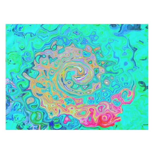 Groovy Abstract Retro Rainbow Liquid Swirl Tafelkleed (Voorkant (Horizontaal))