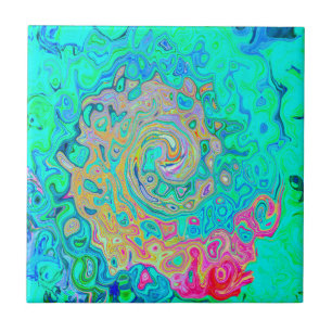 Groovy Abstract Retro Rainbow Liquid Swirl Tegeltje