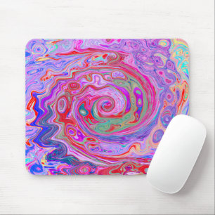 Groovy Abstract Retro Red, Paars en roze zwijn Muismat