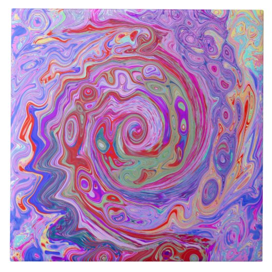 Groovy Abstract Retro Red, Paars en roze zwijn Tegeltje (Voorkant)