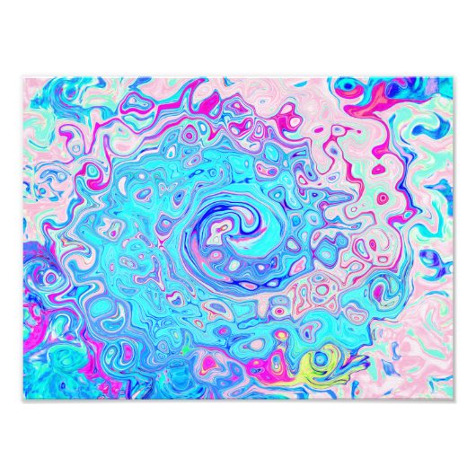Groovy Abstract Retro Robin's Egg Blue Swirl Foto Afdruk (Voorkant)