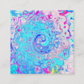 Groovy Abstract Retro Robin's Egg Blue Swirl Vierkante Visitekaartje (Voorkant)
