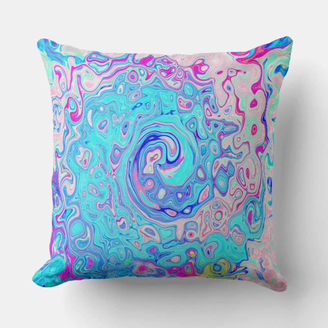 Groovy Abstract Retro Robins Ei Blauw Draaien Kussen (Voorkant)