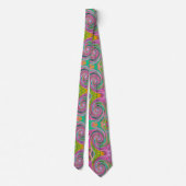 Groovy Abstract Retro Roze en Mint Green Swirl Stropdas (Achterkant)