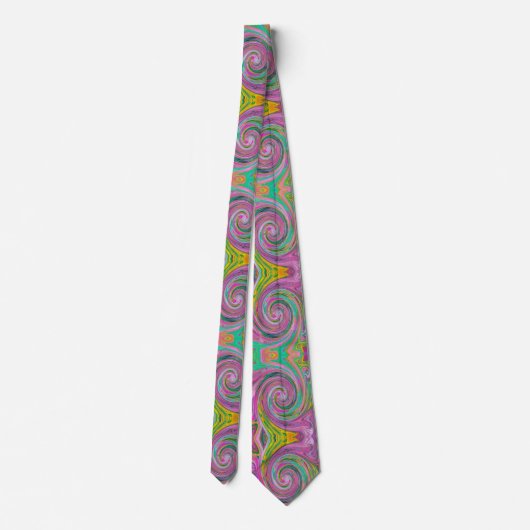 Groovy Abstract Retro Roze en Mint Green Swirl Stropdas (Achterkant)