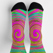 Groovy Abstract roze en Turquoise Swirl Sokken (Top)