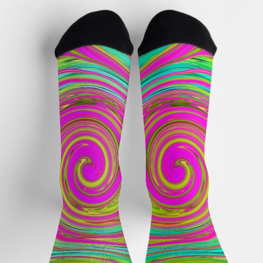 Groovy Abstract roze en Turquoise Swirl Sokken (Top)