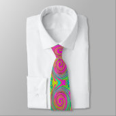 Groovy Abstract roze en Turquoise Swirl Stropdas (Gebonden)