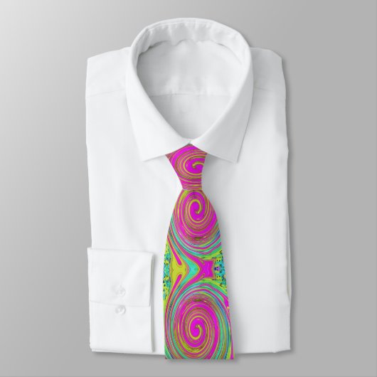 Groovy Abstract roze en Turquoise Swirl Stropdas (Gebonden)