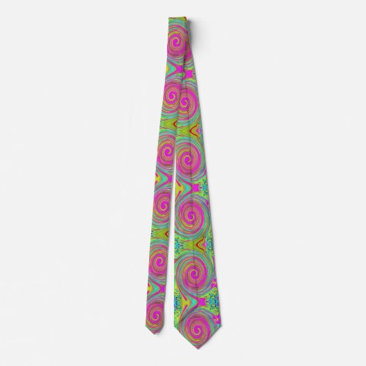 Groovy Abstract roze en Turquoise Swirl Stropdas (Achterkant)