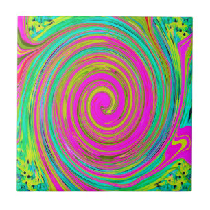 Groovy Abstract roze en Turquoise Swirl Tegeltje