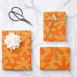 Groovy Abstracte Amoeba Dans Sinaasappel Patroon Inpakpapier Vel