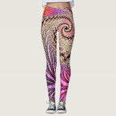 Groovy Abstracte Digitale Funky Boho Spiraal Fract Leggings (Voorkant)