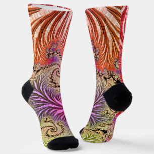 Groovy Abstracte Digitale Funky Boho Spiraal Fract Sokken