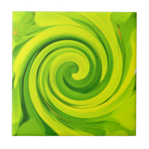 Groovy Abstracte Groene Vloeibare Kunst Wervelende Tegeltje