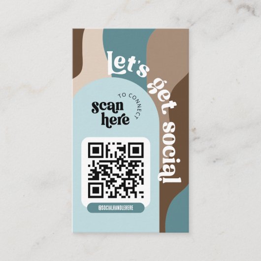 Groovy Abstracte Neutrals Social Media QR Code Visitekaartje (Voorkant)