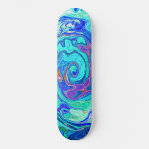 Groovy Abstracte Oceaan Blauwe en Groene Vloeibare Skateboard