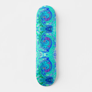 Groovy Abstracte Oceaan Blauwe en Groene Vloeibare Skateboard