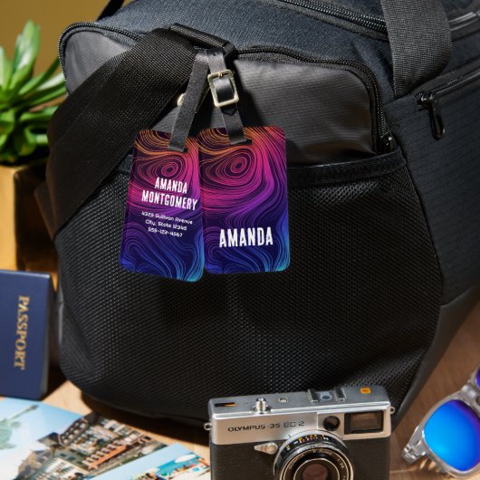 Groovy Abstracte Swirls en Cirkels Cool Bagagelabel (Voorkant /achterkant)