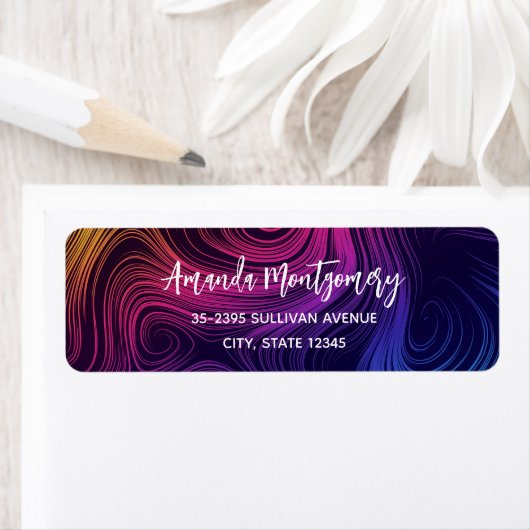 Groovy Abstracte Swirls en Cirkels Cool Etiket (Insitu)