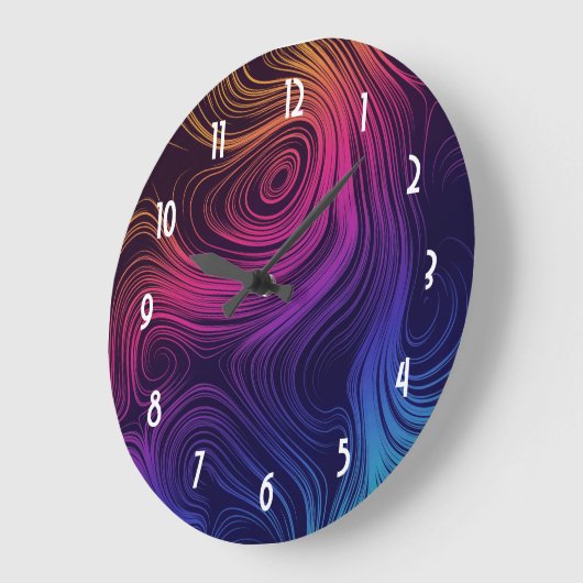 Groovy Abstracte Swirls en Cirkels Cool Grote Klok (Hoek)