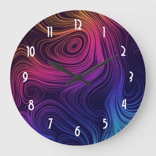 Groovy Abstracte Swirls en Cirkels Cool Grote Klok (Voorkant)