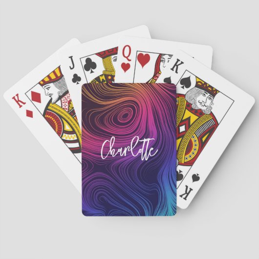 Groovy Abstracte Swirls en Cirkels Cool Pokerkaarten (Achterkant)