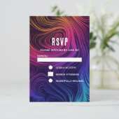 Groovy Abstracte Swirls en Cirkels Cool Wedding RSVP Kaartje (Staand voorkant)