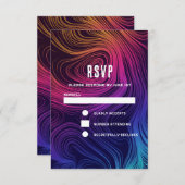 Groovy Abstracte Swirls en Cirkels Cool Wedding RSVP Kaartje (Voorkant / Achterkant)