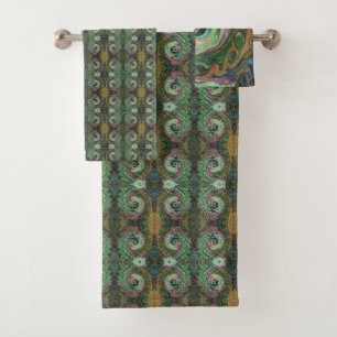 Groovy Abstrait Rétro Marron et Vert Tourbillon