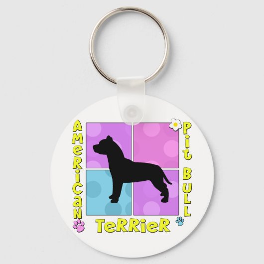 Groovy American Pit Bull Terrier Sleutelhanger (Voorkant)