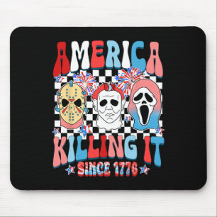 Groovy Amerika Doet Het Sinds 1776 Horror 4de Juli Muismat
