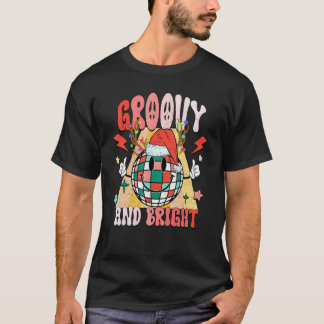 Groovy And Bright Disco Ball Santa Happy Face Chri T-shirt