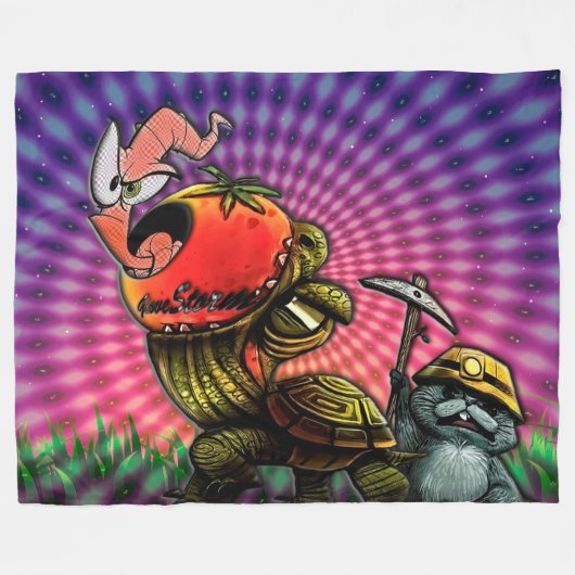 Groovy Animated Animals Fleece Deken (Voorkant (Horizontaal))