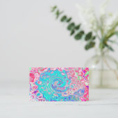 Groovy Aqua Blue en roze Abstract Retro Swirl Visitekaartje (Staand voorkant)