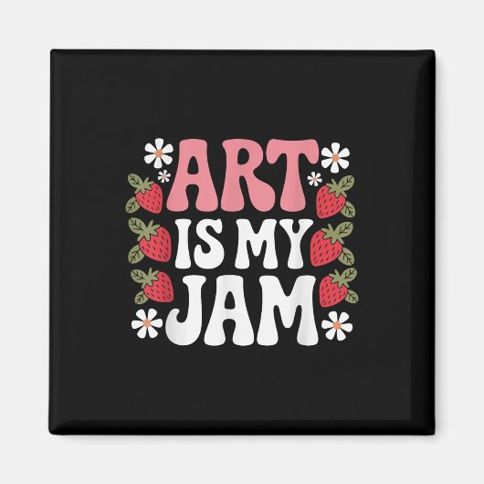 Groovy Art Is My Jam Retro Funny Art Teacher Straw Magneet (Voorkant)
