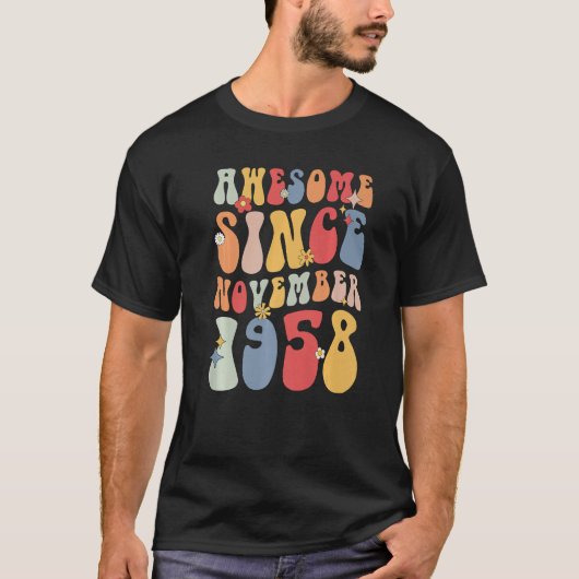 Groovy Awesome Since November 1958 Retro 64th T-shirt (Voorkant)