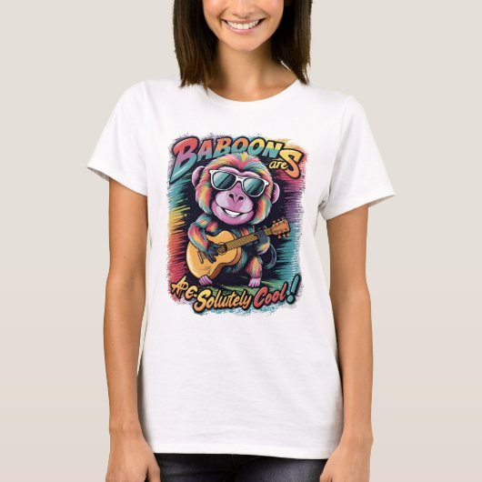 Groovy Baboon: Bavianen zijn aap-absoluut cool T-shirt (Voorkant)