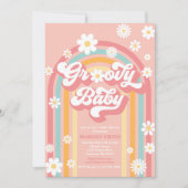 Groovy Baby Boho Daisy Rainbow Baby shower Kaart (Voorkant)
