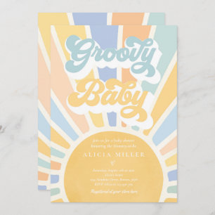 Groovy Baby Boho Retro Sunshine Baby shower Kaart