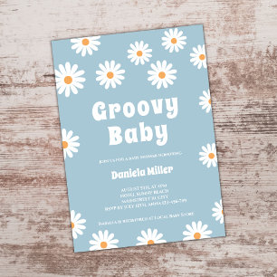 Groovy Baby Boy Daisy 70s Retro Baby shower Kaart