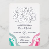 Groovy Baby Gender onthulling Folie Uitnodiging (Voorkant)