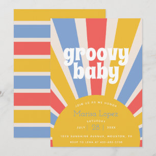 Groovy Baby Hippie Baby shower Invitation Kaart